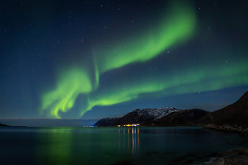 Fototapeta na wymiar fantastische Lady Aurora in Norwegen 