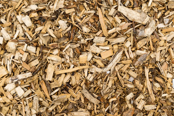 Wood Bark Chip Mulch. Full Background View.