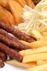 fried chicken with fries on a plate