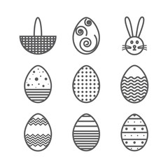 Happy Easter. Silhouette of different shapes of easter eggs . Vector illustration.