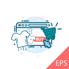 Secure online shopping concept with flat icons. Pay per click. Delivery