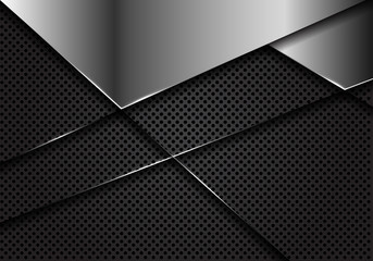 Abstract silver blank on dark grey circle mesh design modern luxury futuristic background vector illustration.