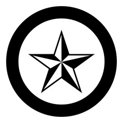 Star five corners Pentagonal star icon in circle round black color vector illustration flat style image