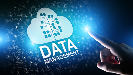 Data management system, cloud technology, Internet and business concept.