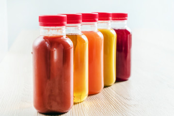detox smoothies in the plastic bottles