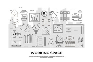 Working space horizontal banner template