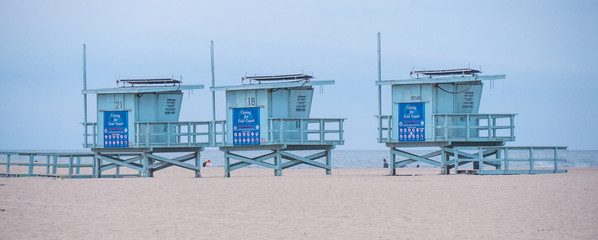Lifeguard towers at Venice Beach California - travel photography