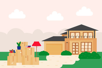 Home moving flat vector Illustration
