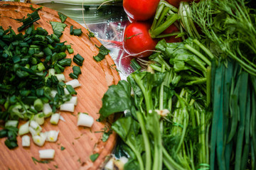 fresh vegetables on wooden table
