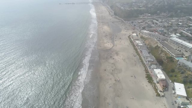 AERIAL - Overhead of Foggy Beach