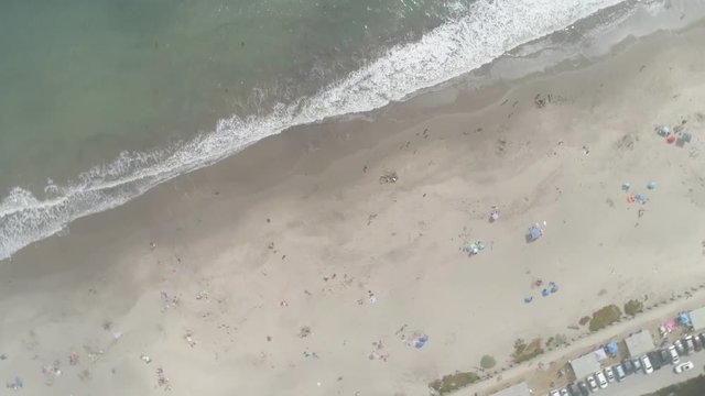 AERIAL - Spiral Overhead of Beach