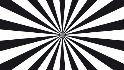 Black And White Sunburst Background - Vector Illustration