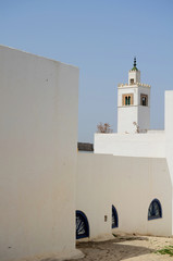 Sidi Bou Said in Tunisia, streets and buildings near town center