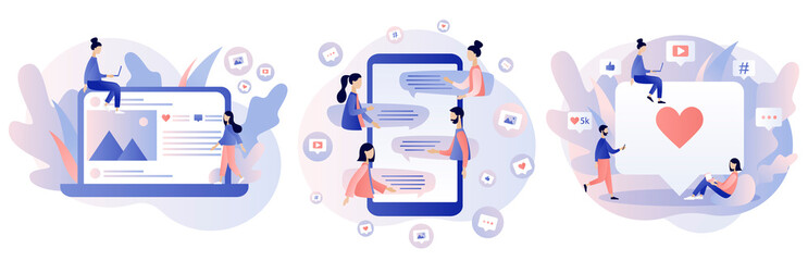 Social media concept. Flat style. Vector illustration