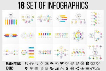 Vector Infographics Elements Template Design . Business Data Visualization Timeline with Marketing Icons most useful can be used for presentation, diagrams, annual reports, workflow layout