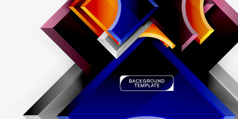 3d futuristic shapes vector abstract background made of glossy pieces with light effects