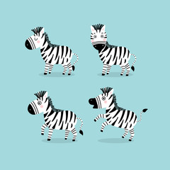 Fototapeta na wymiar Cute zebra cartoon character. Animal wildlife vector.