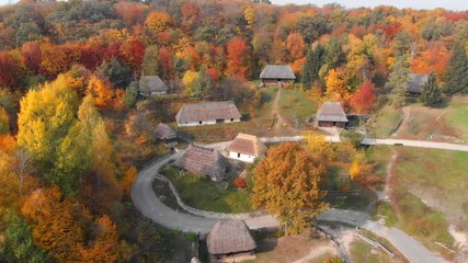 Rural Village with Traditional Buildings in Ukraine