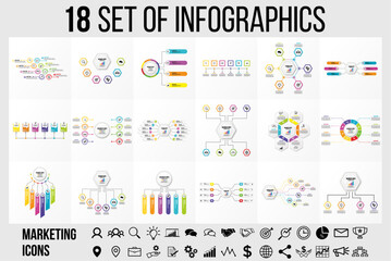 Vector Infographics Elements Template Design . Business Data Visualization Timeline with Marketing Icons most useful can be used for presentation, diagrams, annual reports, workflow layout - obrazy, fototapety, plakaty
