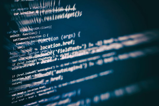Big data storage and cloud computing representation. Programming code .