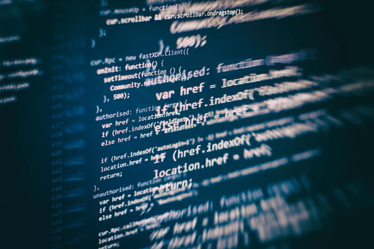 Big data storage and cloud computing representation. Programming code .