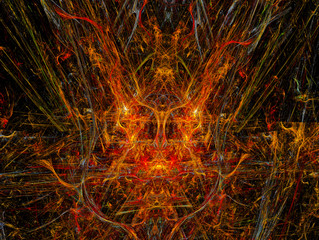 Alien. UFO. Creature from another dimension. Abstract Magic energy multicolored fractal. 3D rendering.
