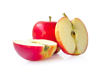 Fresh red apple isolated on white background.