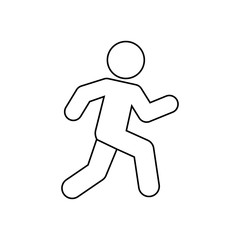 Icono plano lineal hombre corriendo en color negro