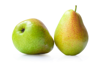 Red yellow pear fruit isolated on white on white background