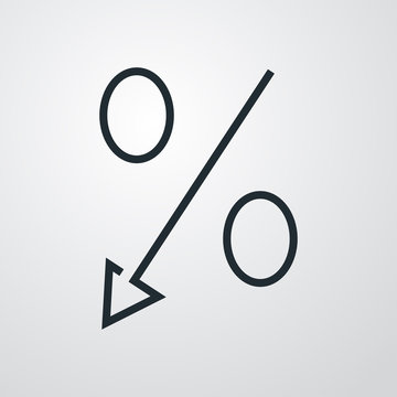 recommend clip art: Icono plano lineal porcentaje bajar en fondo gris
