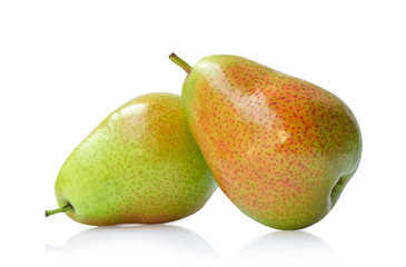 Red yellow pear fruit isolated on white on white background