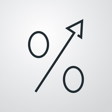 recommend clip art: Icono plano lineal porcentaje subir en fondo gris