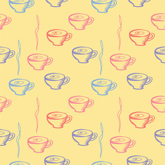 seamless pattern with cups of coffee