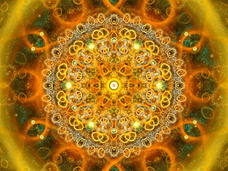 Composition in soft color. Graphic Design. Magic energy multicolored fractal. 3D rendering.