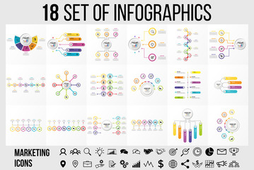 Vector Infographics Elements Template Design . Business Data Visualization Timeline with Marketing Icons most useful can be used for presentation, diagrams, annual reports, workflow layout