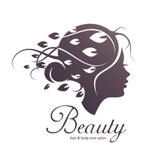 womans hair style stylized sillhouette, beauty salon logo template