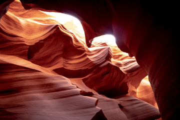 Curved sandstone formations at Antelope Canyon - travel photography
