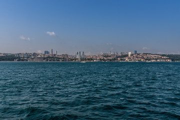 Fototapeta na wymiar A view of Besiktas district from the Bosphorus strait, Istanbul