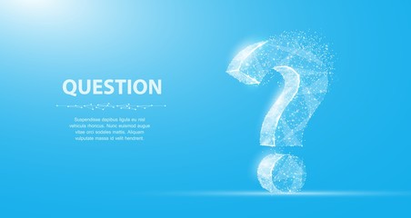 Question mark. 3d abstract vector isolated on blue with dots and stars. Ask symbol.