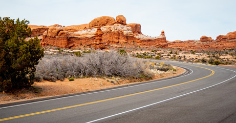 Fototapeta na wymiar Scenic route through Arches National Park in Utah - travel photography