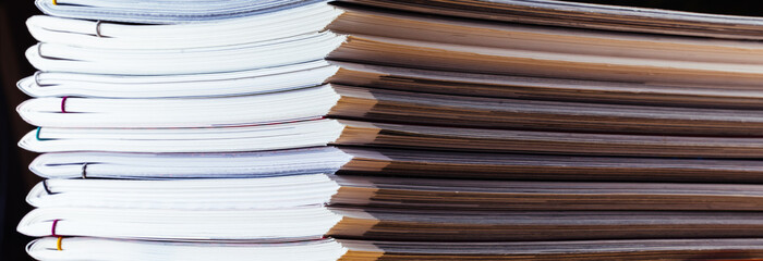 Pile of magazine. Close up