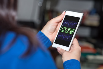 Open stock market concept on a smartphone