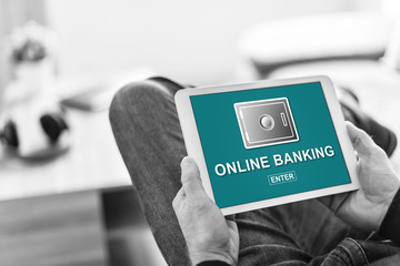 Online banking concept on a tablet
