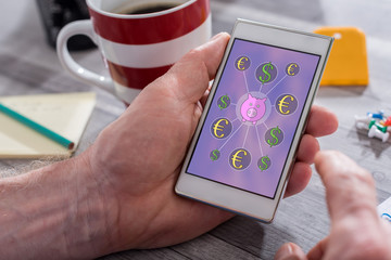 Money saving concept on a smartphone