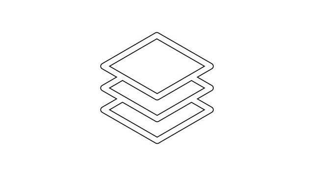 Grey Layers line icon on white background. 4K Video motion graphic animation