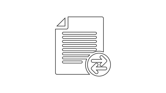 Grey Transfer files line icon on white background. Copy files, data exchange, backup, PC migration, file sharing concepts. 4K Video motion graphic animation