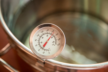 Beer wort starting to boil, Wort for Home Brew Wheat Beer.