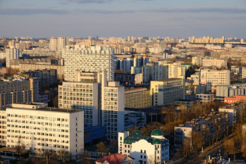 Central Minsk buildings at sunset, Minsk, Belarus