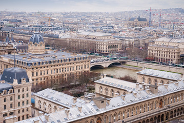 Fototapeta premium aerial view of Paris and Seine river