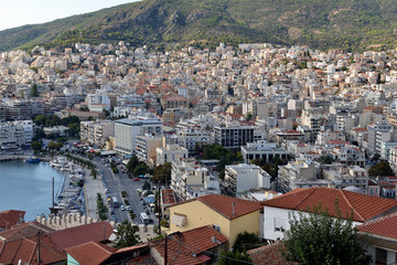 Fototapeta na wymiar Amazing Panorama of Old town of Kavala, East Macedonia and Thrace, Greece